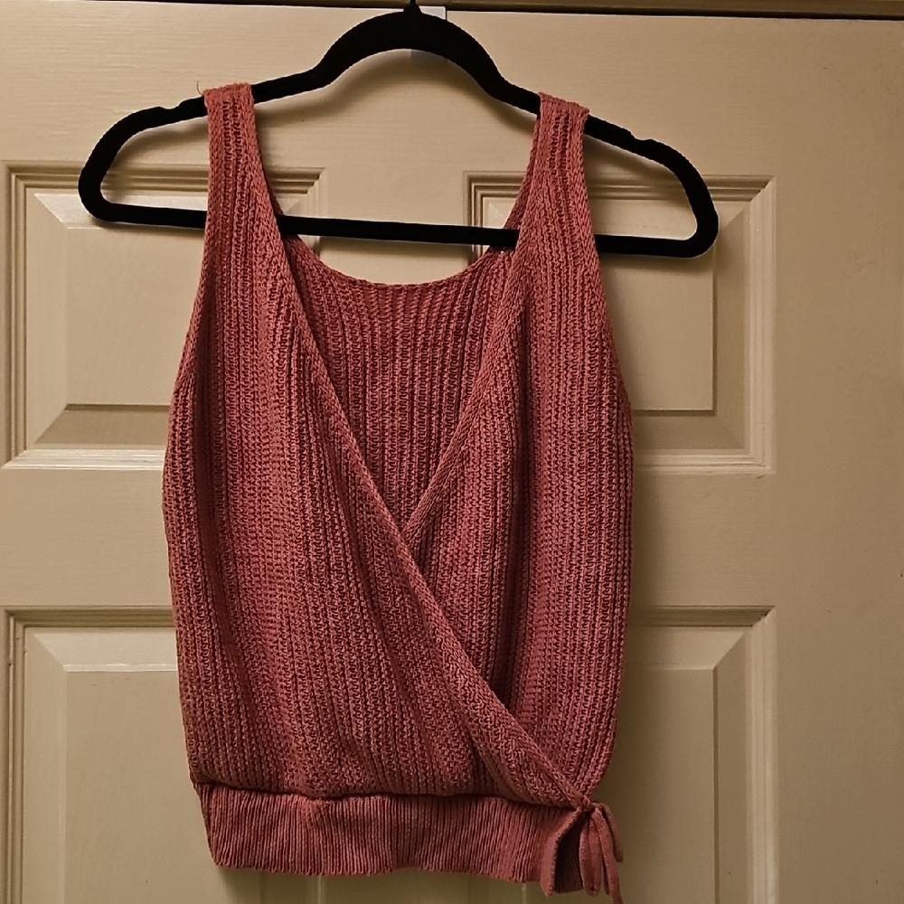 Mauve Knit Wrap Tank Top
